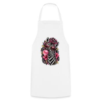Frech gestreift – Zebra mit Style - Kochschürze - Weiß - Vorne - AI Model Male 185 dark (185cm)