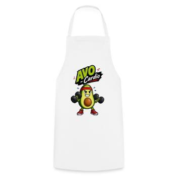 Avocado Cardio Muskelheld - Kochschürze - Weiß - Vorne - AI Model Male 185 dark (185cm)