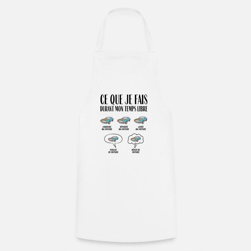 Ce que je fais durant mon temps libre Voiture - Tablier de cuisine - blanc