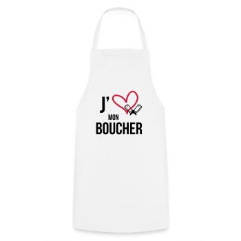 J'aime mon Boucher - Tablier de cuisine - blanc - Devant - AI Model Male 185 dark (185cm)