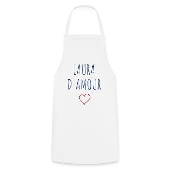 LAURA d'amour - COEUR - Tablier de cuisine - blanc - Devant - AI Model Male 185 dark (185cm)