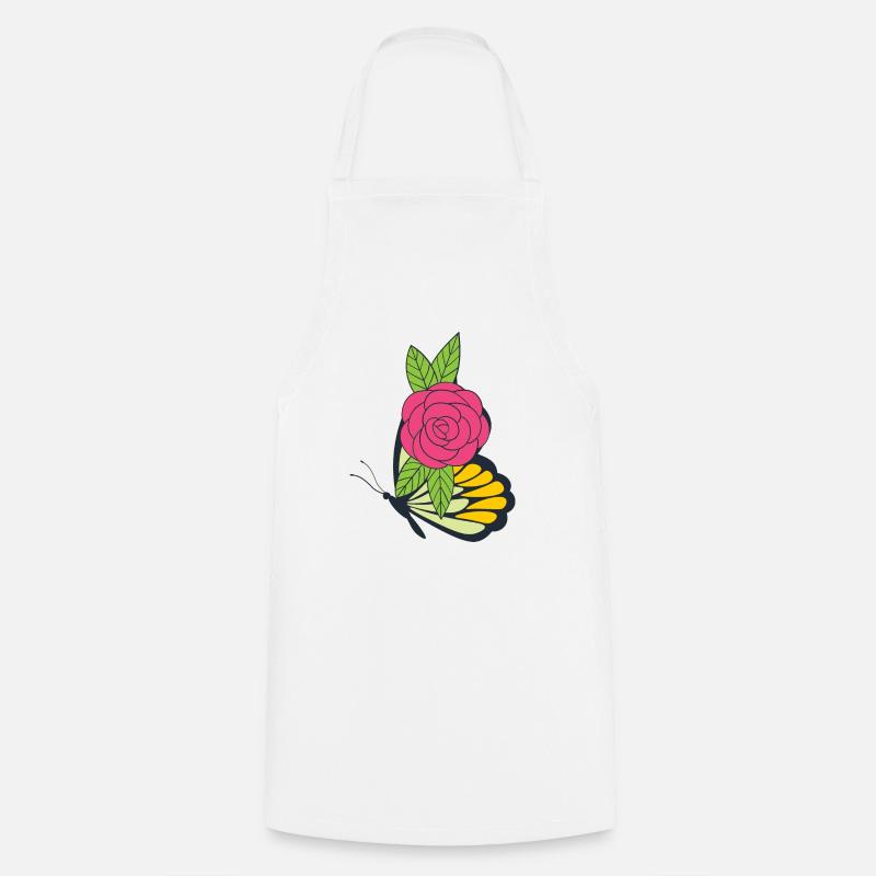 Butterfly Rose - Cooking Apron - white