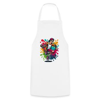 Skateboard avec des touches de couleur - Tablier de cuisine - blanc - Devant - AI Model Male 185 dark (185cm)
