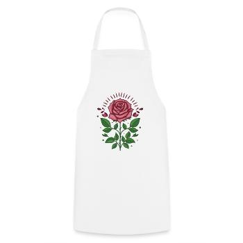 Fleur de rose - Tablier de cuisine - blanc - Devant - AI Model Male 185 dark (185cm)