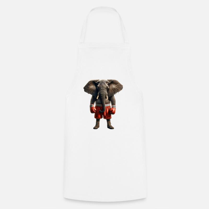 Elefant mit Boxhandschuhen - Kochschürze - Weiß
