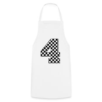 Number 4 checkered - Cooking Apron - white - Front - AI Model Male 185 dark (185cm)