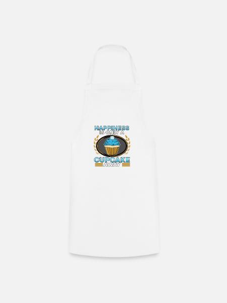Schönes Shirt "happiness is only a cupcake away" - Kochschürze - Weiß