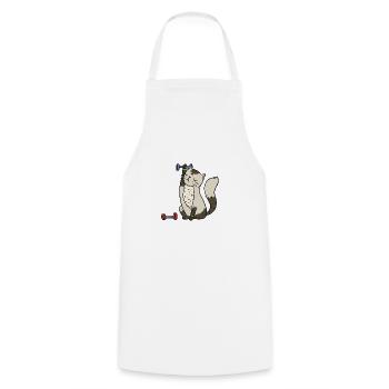 Cat in sport - Cooking Apron - white - Front - AI Model Male 185 dark (185cm)