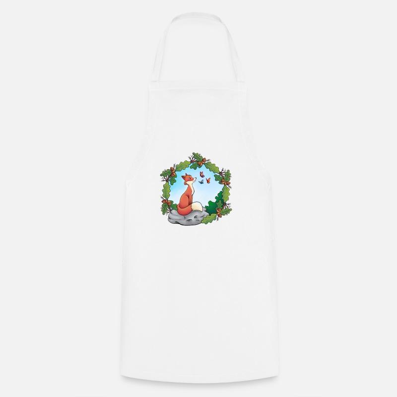 Fox and butterflies - Cooking Apron - white