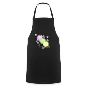 Kawaii Hanami Dango rice balls in red green yellow - Cooking Apron - black - Front - AI Model Male 185 dark (185cm)
