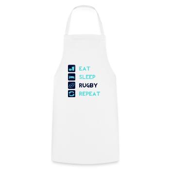Essen, Schlafen, Rugby, Repeat! Männer Frauen Idee - Kochschürze - Weiß - Vorne - AI Model Male 185 dark (185cm)