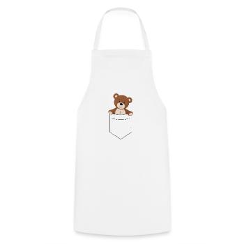 joli nounours dans la poche, poche de chemise imprimée - Tablier de cuisine - blanc - Devant - AI Model Male 185 dark (185cm)