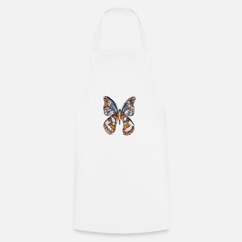 Papillon brun - Tablier de cuisine - blanc