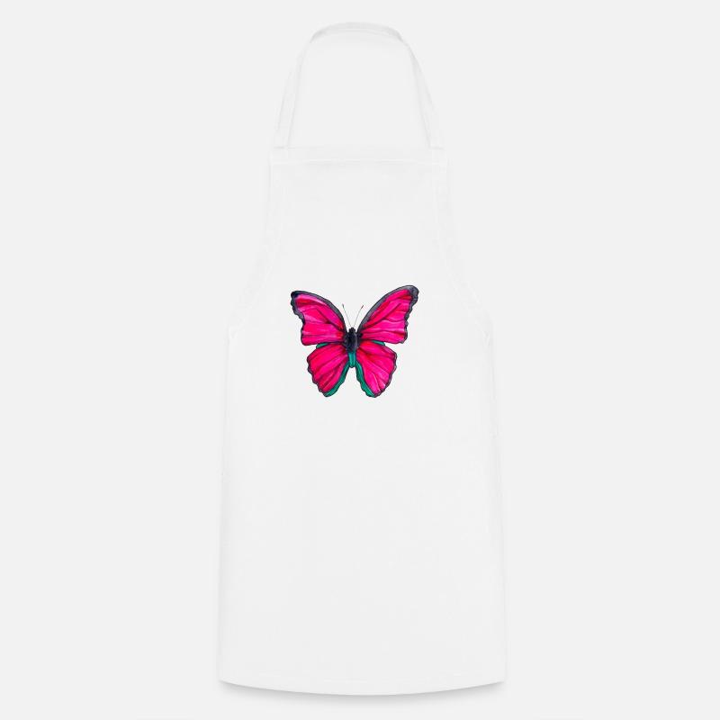 Pink butterfly - Cooking Apron - white