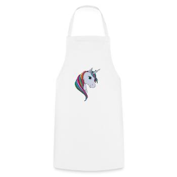 lorey.w "petite licorne", fille, écolier - Tablier de cuisine - blanc - Devant - AI Model Male 185 dark (185cm)