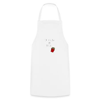 IN FRIES WE TRUST Pomme's Fashion Style Fashion - Cooking Apron - white - Front - AI Model Male 185 dark (185cm)