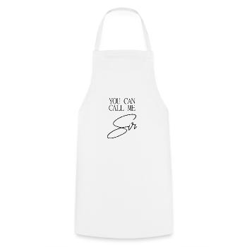 You can call me SIR - Cooking Apron - white - Front - AI Model Male 185 dark (185cm)