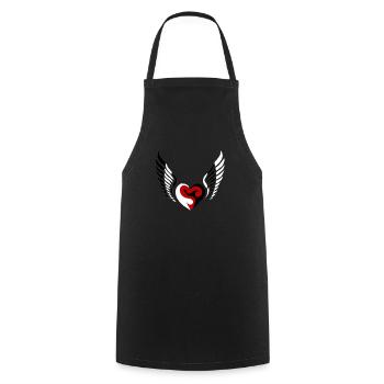 Wings Heart Black White - Cooking Apron - black - Front - AI Model Male 185 dark (185cm)