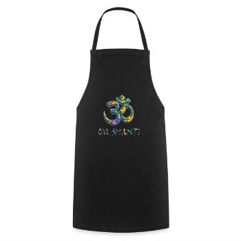 Om Shanti Om Floral Spiritual - Cooking Apron - black - Front - AI Model Male 185 dark (185cm)