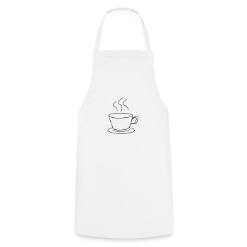 Dampfende Kaffeetasse/Teetasse. - Kochschürze - Weiß - Vorne - AI Model Male 185 dark (185cm)