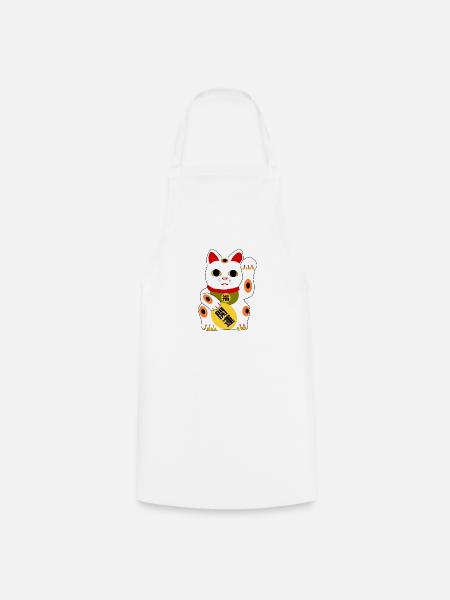 Winkekatze Manekineko Glücksbringer - Kochschürze - Weiß