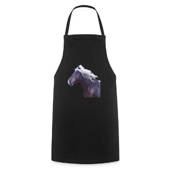 cheval sang froid crinière tête de cheval photo cadeau réel - Tablier de cuisine - noir - Devant - AI Model Male 185 dark (185cm)
