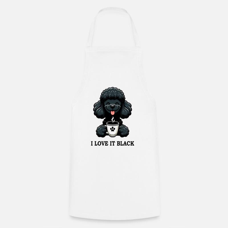 Caniche noir Café Je l’aime Noir - Tablier de cuisine - blanc