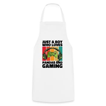 Gamer and Pandas: Video Games and Sweet Adventure - Cooking Apron - white - Front - AI Model Male 185 dark (185cm)