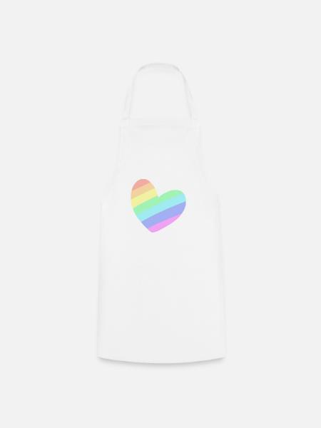 Pastal Rainbow Herz - Kochschürze - Weiß