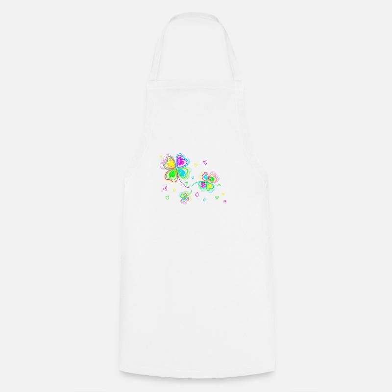 Trèfles multicolore et coeurs - Tablier de cuisine - blanc