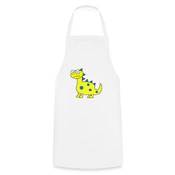 Dino, doux dino, drôle de motif, jaune - Tablier de cuisine - blanc - Devant - AI Model Male 185 dark (185cm)
