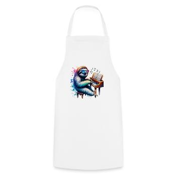Conception de musique de pianiste paresseux cool - Tablier de cuisine - blanc - Devant - AI Model Male 185 dark (185cm)