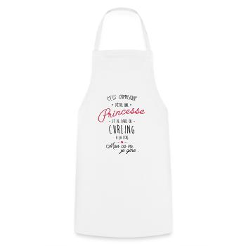princesse et Curling - Tablier de cuisine - blanc - Devant - AI Model Male 185 dark (185cm)