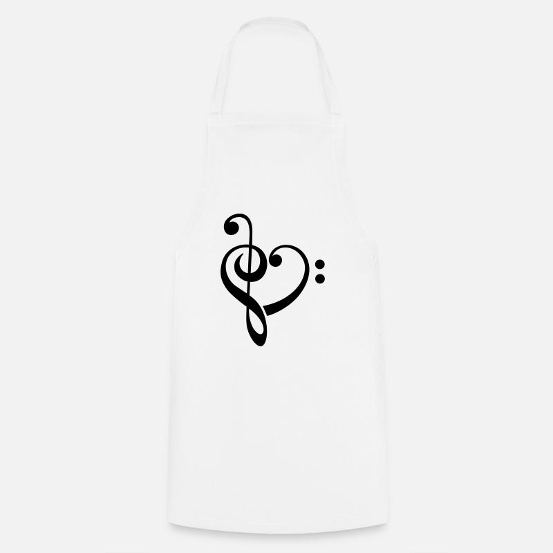 J'aime la musique clé de coeur, clé de fa - Tablier de cuisine - blanc