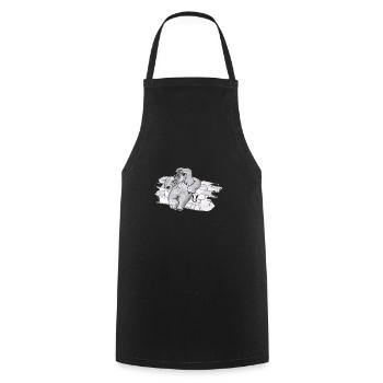 Elephant # North German art - Cooking Apron - black - Front - AI Model Male 185 dark (185cm)