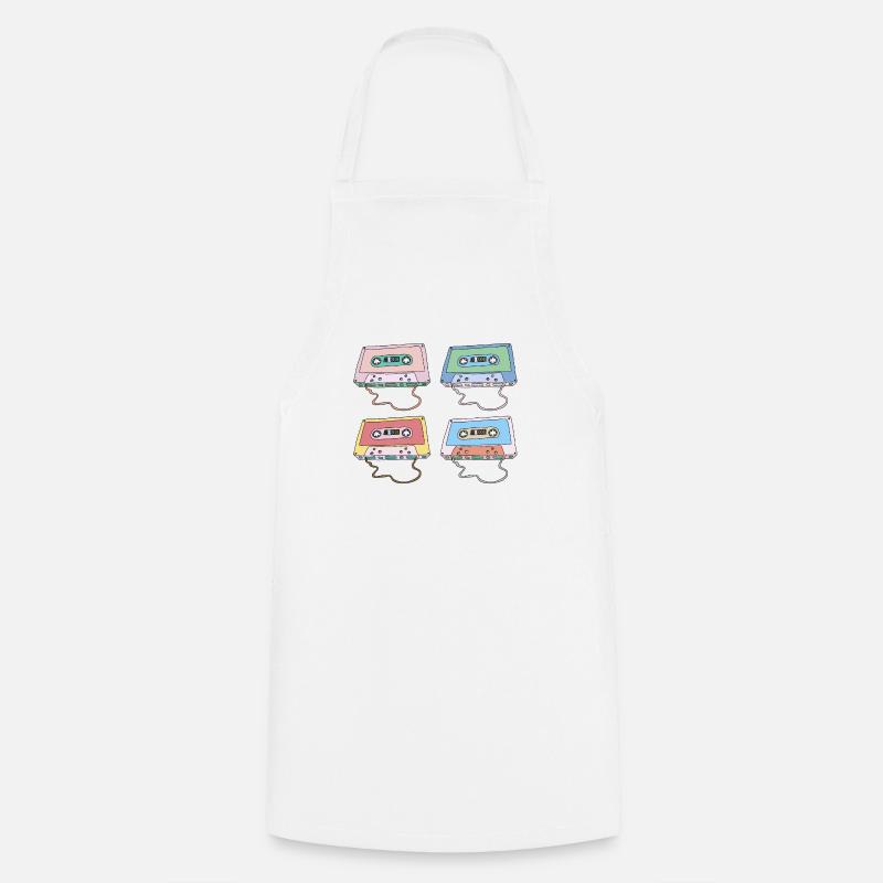 Cassette Compact Cassette Magnétique Bande rétro - Tablier de cuisine - blanc
