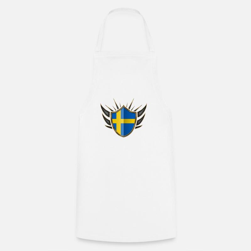 Suède Drapeau Gold Crest 014 - Tablier de cuisine - blanc
