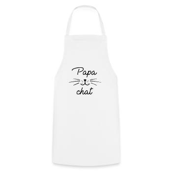 Papa chat - Tablier de cuisine - blanc - Devant - AI Model Male 185 dark (185cm)