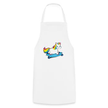 Einhorn Pummel Longboard in Regenbogenfarben - Kochschürze - Weiß - Vorne - AI Model Male 185 dark (185cm)