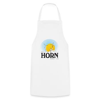 Horn - Midde im Hunsrück - Kochschürze - Weiß - Vorne - AI Model Male 185 dark (185cm)
