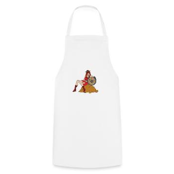 Viking Shieldmaid Vikings - Cooking Apron - white - Front - AI Model Male 185 dark (185cm)