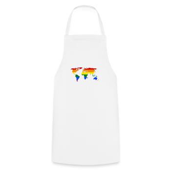 Carte du monde arc-en-ciel - Tablier de cuisine - blanc - Devant - AI Model Male 185 dark (185cm)