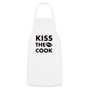 Kiss the cook black - Cooking Apron - white - Front - AI Model Male 185 dark (185cm)