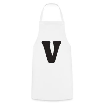 V - Kochschürze - Weiß - Vorne - AI Model Male 185 dark (185cm)