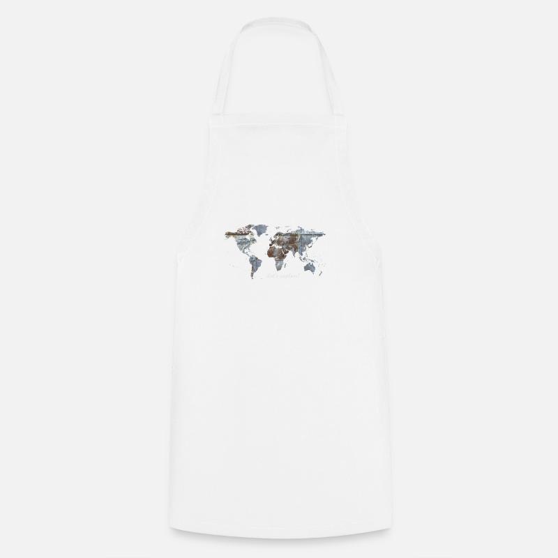 Carte du monde - Explorons! - Tablier de cuisine - blanc