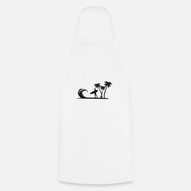 Plage avec les surfeurs - Tablier de cuisine - blanc