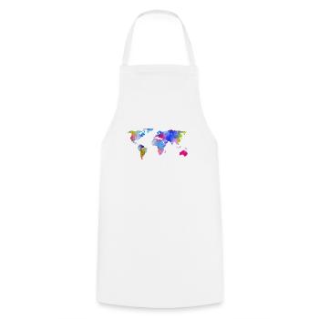 map of the world - Cooking Apron - white - Front - AI Model Male 185 dark (185cm)
