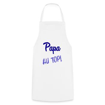 HAPPY FATHER'S DAY. DAD. FATHER'S DAY - Cooking Apron - white - Front - AI Model Male 185 dark (185cm)