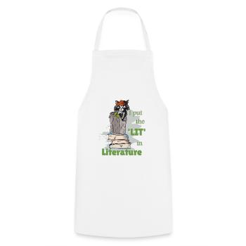 Funny Sayings Literature Book Writing Raccoon - Cooking Apron - white - Front - AI Model Male 185 dark (185cm)