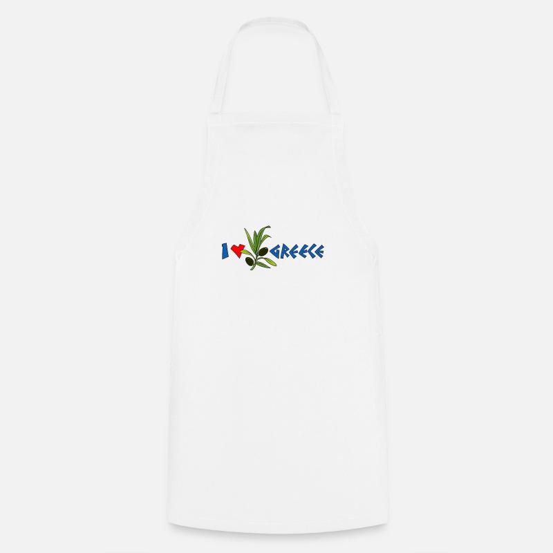 j'aime la Grèce avec olive - Tablier de cuisine - blanc